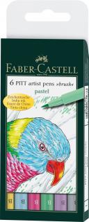 ZESTAW 6 PISAKÓW PITT ARTIST PEN BRUSH FABER-CASTELL (kolory pastelowe)