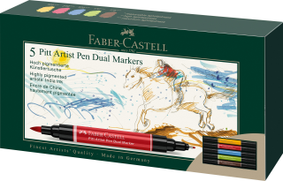 ZESTAW DWUSTRONNYCH MARKERÓW PITT ARTIST PEN FABER-CASTELL, 5 KOLORÓW