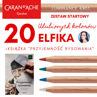 ZESTAW STARTOWY ELFIKA: 20 ULUBIONYCH KOLORÓW KREDEK LUMINANCE 6901 + KSIĄŻKA "PRZYJEMNOŚĆ RYSOWANIA"