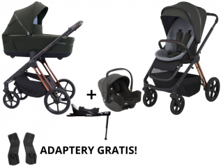 Espiro Miloo wózek wielofunkcyjny 4w1 z fotelikiem Joie i-Snug 2 + baza Luxury Green 204