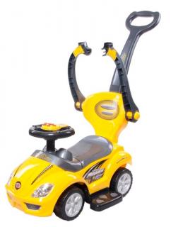 Jeździk samochód dla dziecka MEGA CARS DELUXE 3w1 z pchaczem żółty