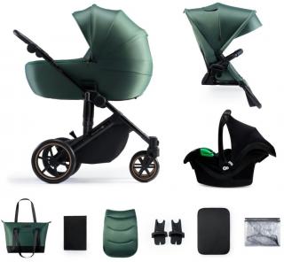 Kinderkraft Prime 2 wózek wielofunkcyjny 3w1 z fotelikiem Mink Pro Dark Green