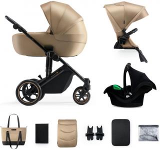 Kinderkraft Prime 2 wózek wielofunkcyjny 3w1 z fotelikiem Mink Pro Sandrose Beige