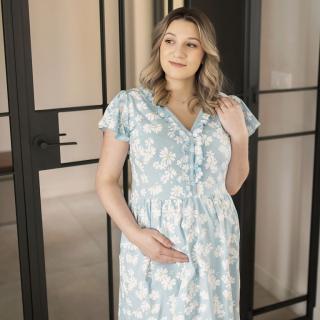 Koszula ciążowa błękitna w margaretki LINDA