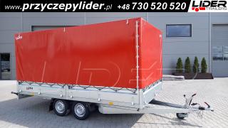 NP-117A przyczepa + plandeka 420x215x180cm, N13-420 2 kps, towarowa ciężarowa, platforma do 6 europalet, DMC 1300kg