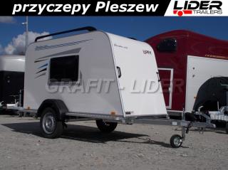 TP-041. przyczepa 253x110x125cm Mini Camping, furgon izolowany, szyberdach, okna, podpory DMC 750kg