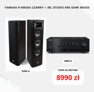 ZESTAW: Yamaha R-N800A Czarny + JBL Studio 690 Dark Wood