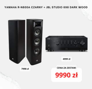 ZESTAW: Yamaha R-N800A Czarny + JBL Studio 698 Dark Wood