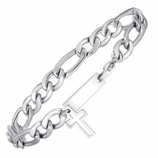 Bransoletka Figaro z Krzyżykiem i Blaszką pod Grawer (10 mm)