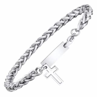 Bransoletka Kłos Krzyżyk z Blaszką pod Grawer (5 mm)