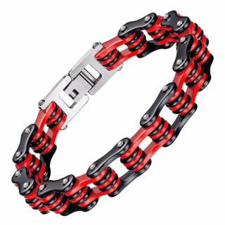 Czerwono - Czarna Bransoleta Bike Chain Stal 316L