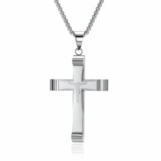 Elegancki Krzyż Religijny z Jezusem, Srebrny Masywny