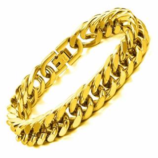 Złota Elegancka Bransoletka Pancerka Cubana Ścięta (13 mm)