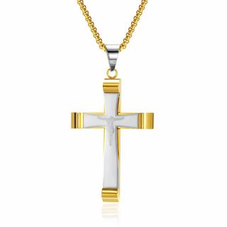 Złoty, Elegancki Krzyż Religijny z Jezusem, Masywny