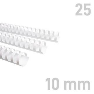 Grzbiety plastikowe O.COMB 10 mm biały 25 sztuk