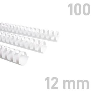Grzbiety plastikowe O.COMB 12 mm biały 100 sztuk