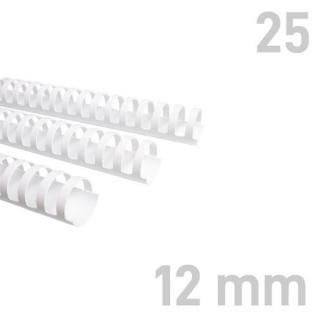 Grzbiety plastikowe O.COMB 12 mm biały 25 sztuk