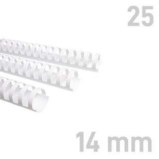 Grzbiety plastikowe O.COMB 14 mm biały 25 sztuk
