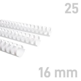 Grzbiety plastikowe O.COMB 16 mm biały 25 sztuk
