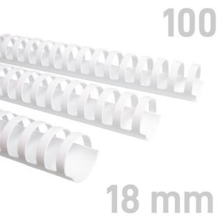 Grzbiety plastikowe O.COMB 18 mm biały 100 sztuk