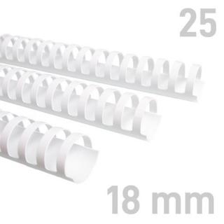 Grzbiety plastikowe O.COMB 18 mm biały 25 sztuk