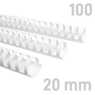 Grzbiety plastikowe O.COMB 20 mm biały 100 sztuk