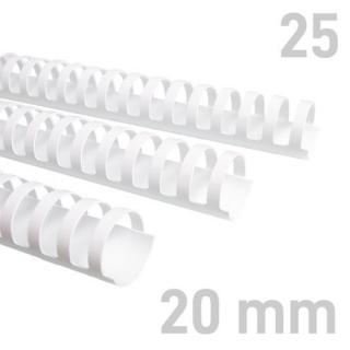 Grzbiety plastikowe O.COMB 20 mm biały 25 sztuk