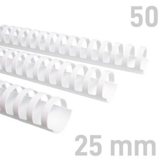 Grzbiety plastikowe O.COMB 25 mm biały 50 sztuk