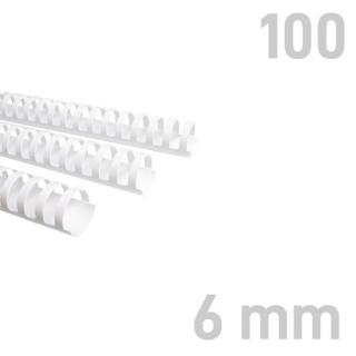 Grzbiety plastikowe O.COMB 6 mm biały 100 sztuk
