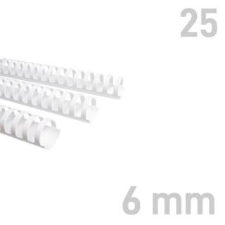 Grzbiety plastikowe O.COMB 6 mm biały 25 sztuk