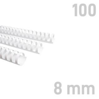 Grzbiety plastikowe O.COMB 8 mm biały 100 sztuk