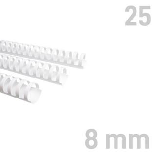 Grzbiety plastikowe O.COMB 8 mm biały 25 sztuk