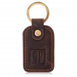 Breloczek do kluczy skórzany brązowy vintage prostokątny Paolo Peruzzi T-86-HBR