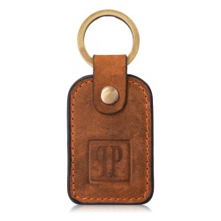 BRELOCZEK DO KLUCZY SKÓRZANY POMARAŃCZOWY VINTAGE PROSTOKĄTNY PAOLO PERUZZI T-86-HOR