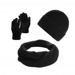 Komplet męski na zimę ZES-32-BL czapka beanie BR-02-BL komin męski BR-02-BL i rękawiczki BR-08-BL