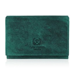 Portfel damski skórzany zielony vintage RFID Paolo Peruzzi T-33-GR