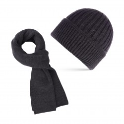 Zestaw zimowy męski szary ZES-27-GR czapka beanie BR-02-GR i szalik BR-07-GR