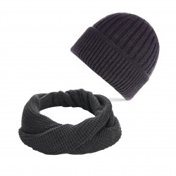 Zestaw zimowy męski ZES-28-GR czapka beanie BR-02-GR i komin szary BR-06-GR