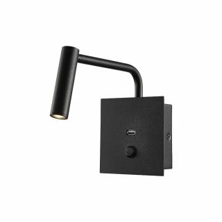 3W led hotel side light (wall lamp) with switchusb port 3000K-black