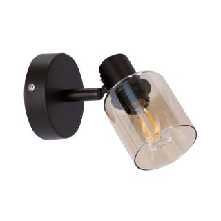 Agra lampa kinkiet brunatny 1x40W E14 klosz bursztynowy, czarny