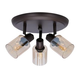 Agra lampa sufitowa plafon brunatny 3x40W E14 klosz bursztynowy, czarny