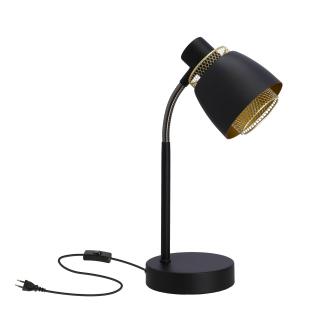 Aleksandria lampa stołowa czarny 1x40W E14 klosz czarny+złoty, czarny + złoty