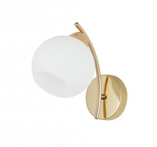 AMOS Lampa kinkiet z³oty 1x40W E27 klosz bia³y, złoty
