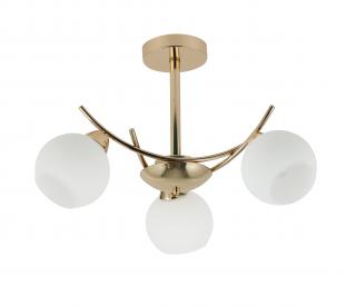 AMOS Lampa wiszaca z³oty 3x40W E27 klosz bia³y, złoty