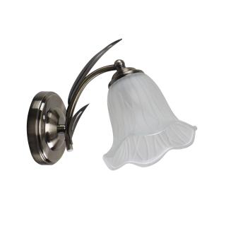 Antiqa lampa kinkiet patynowy 1x40 E27 klosz biały