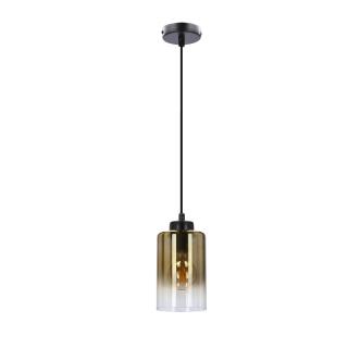 Aspra lampa wisząca czarny 1x60W E27 klosz bursztynowy, czarny+bursztynowy