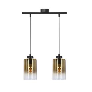 Aspra lampa wisząca czarny 2x60W E27 klosz bursztynowy, czarny+bursztynowy