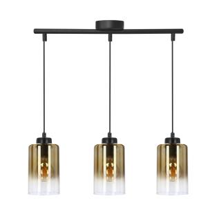 Aspra lampa wisząca czarny 3x60W E27 klosz bursztynowy, czarny+bursztynowy