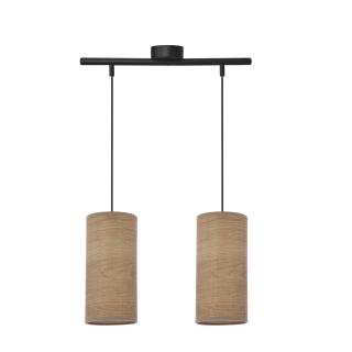 Ballo lampa wisząca czarny 2x60 E27 abażur orzechowy, czarny + orzechowy