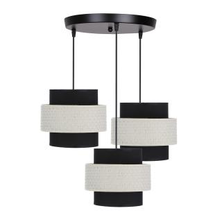 Benta lampa wisząca czarny talerz 3x40W E27 abażur czarny+kremowy